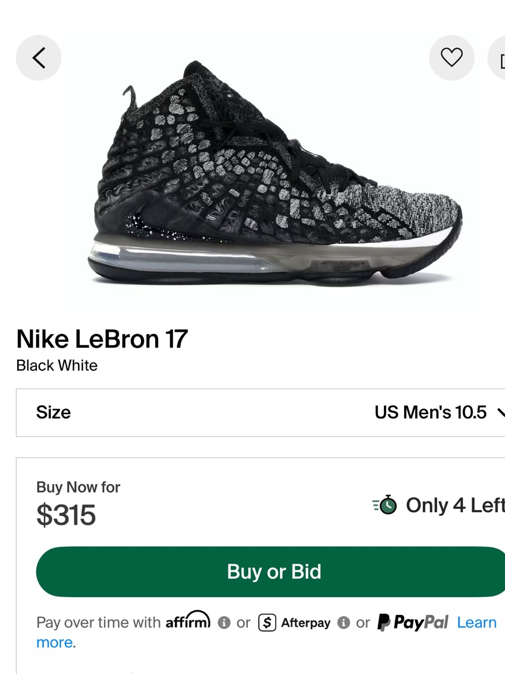 Nike LeBron 17 Low Black & White Knit Basketball Shoe